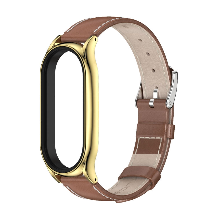For Xiaomi Mi Band 8 Mijobs Plus Case Genuine Leather Watch Band(Brown Gold) - free shipping - PMc TechLife - Order now!