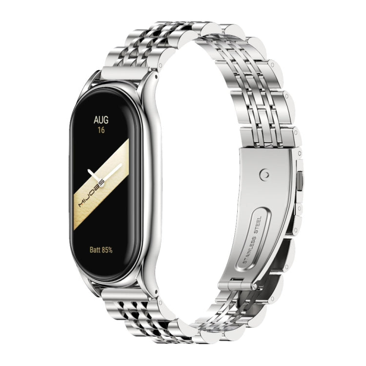 For Xiaomi Mi Band 8 Mijobs Plus Case Seven Bead Metal Stainless Steel Watch Band(Silver) - free shipping - PMc TechLife - Order now!