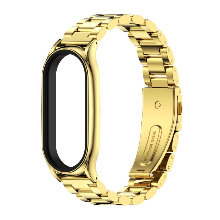 For Xiaomi Mi Band 8 Mijobs Plus Case Three Bead Metal Stainless Steel Watch Band(Gold) - free shipping - PMc TechLife - Order now!