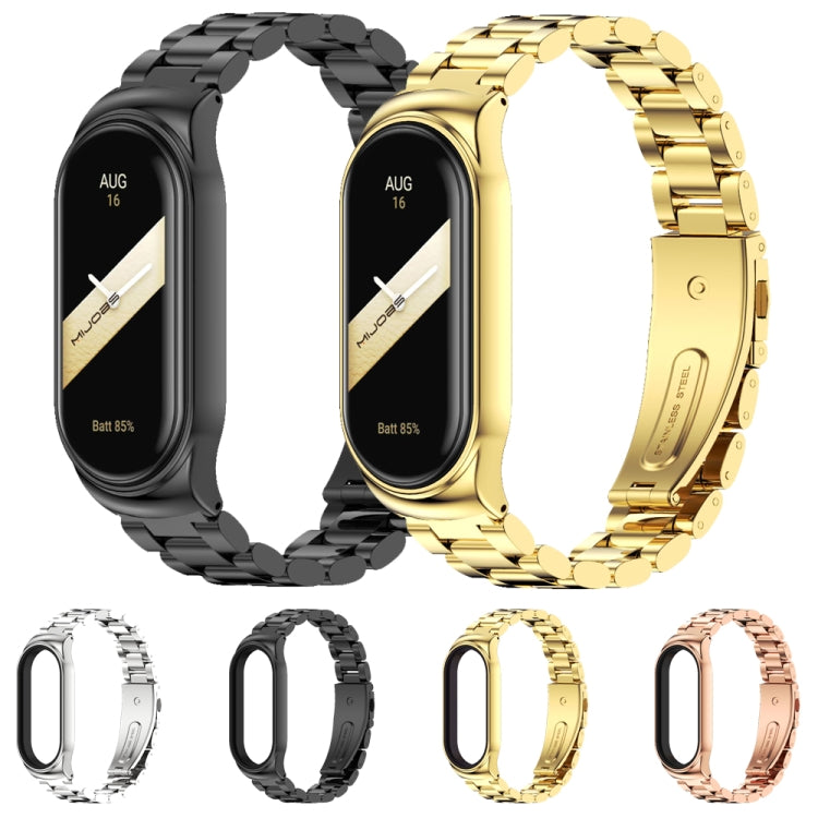 For Xiaomi Mi Band 8 Mijobs CS Case Three Bead Metal Stainless Steel Watch Band(Gold) - free shipping - PMc TechLife - Order now!
