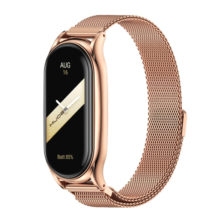 For Xiaomi Mi Band 8 Mijobs Plus Case Milan Magnetic Stainless Steel Watch Band(Rose Gold) - free shipping - PMc TechLife - Order now!