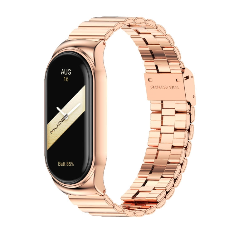 For Xiaomi Mi Band 8 Mijobs CS Case Bamboo Buckle Metal Watch Band(Rose Gold) - free shipping - PMc TechLife - Order now!