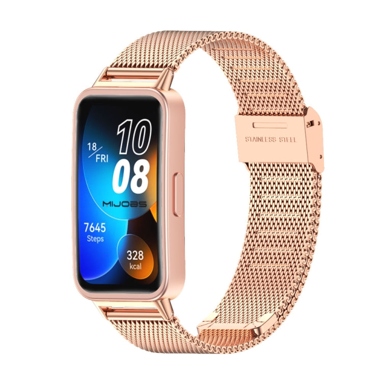 For Huawei Band 8 / 9 / 10 Mijobs Milan Buckle Stainless Steel Watch Band(Rose Gold) - free shipping - PMC TechLife - Order now!