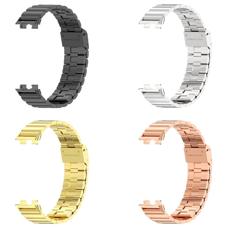 For Huawei Band 8 Mijobs Bamboo Buckle Stainless Steel Watch Band(Black) - Watch Bands by MIJOBS | Online Shopping South Africa | PMC TechLife