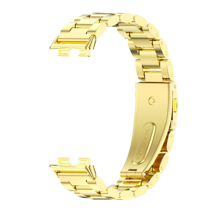 For Huawei Band 8 / 9 / 10 Mijobs Three Bead Bamboo Stainless Steel Watch Band(Gold) - free shipping - PMC TechLife - Order now!