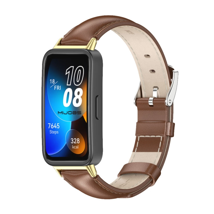 For Huawei Band 8 / 9 / 10 Mijobs Cowhide Leather Watch Band(Brown Gold) - free shipping - PMC TechLife - Order now!