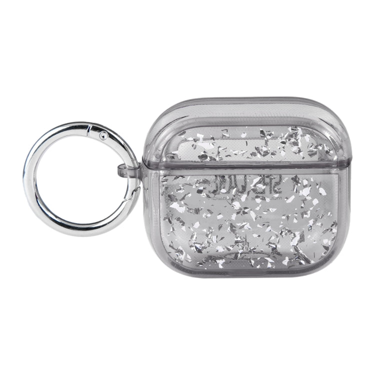 For AirPods Pro 2 Silver Foil Epoxy Bluetooth Earphone Protective Case(Black) - For AirPods Pro 2 by PMC Jewellery | Online Shopping South Africa | PMC Jewellery | Buy Now Pay Later Mobicred