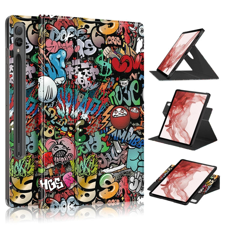 For Samsung Galaxy Tab S9+ 360 Rotation Stand Painted Smart Leather Tablet Case(Graffiti) - Galaxy Tab S9+ Cases by PMC TechLife | Online Shopping South Africa | PMC TechLife