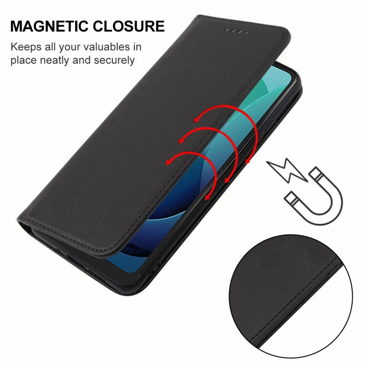 For Motorola Moto G 5G 2024 Magnetic Closure Leather Phone Case(Black) - Motorola Cases by PMC TechLife | Online Shopping South Africa | PMC TechLife | Buy Now Pay Later Mobicred