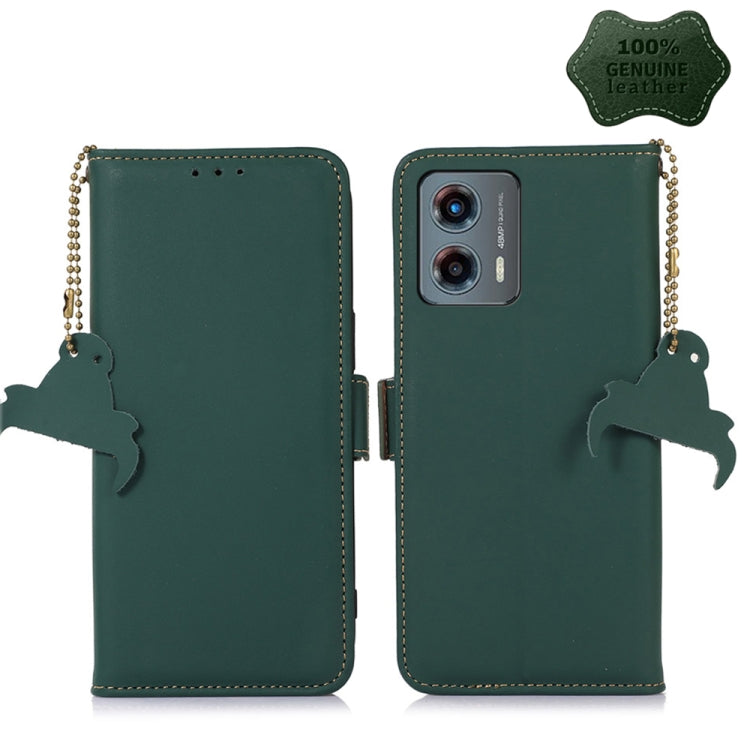 For Motorola Moto G 5G 2023 Genuine Leather Magnetic RFID Leather Phone Case(Green) - Motorola Cases by PMC TechLife | Online Shopping South Africa | PMC TechLife | Buy Now Pay Later Mobicred