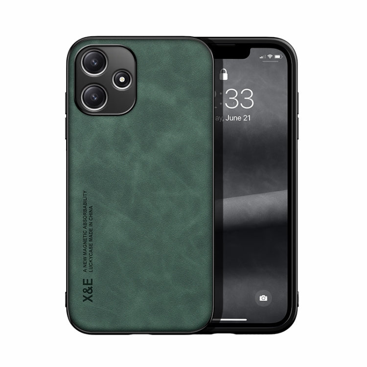 For Xiaomi Redmi 12 5G Skin Feel Magnetic Leather Back Phone Case(Green) - Xiaomi Cases by PMC TechLife | Online Shopping South Africa | PMC TechLife