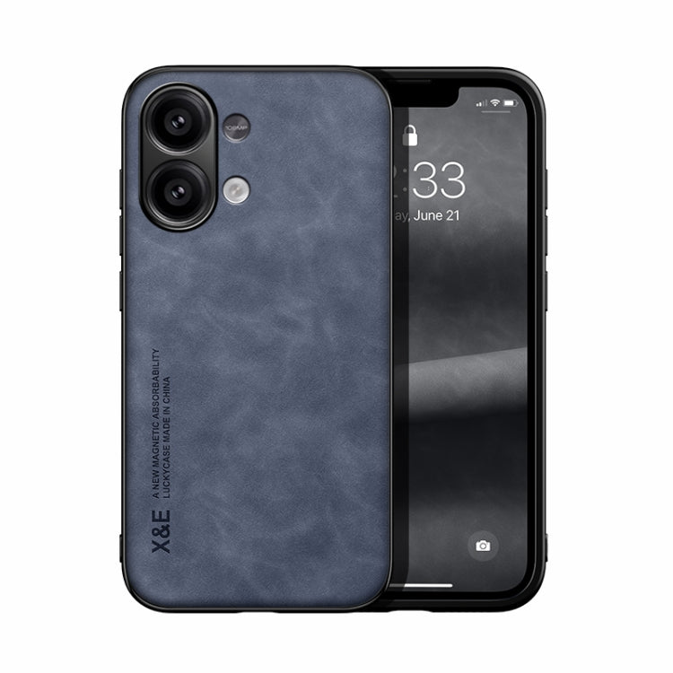 For Xiaomi Redmi Note 13 4G Skin Feel Magnetic Leather Back Phone Case(Blue) - Note 13 Cases by PMC TechLife | Online Shopping South Africa | PMC TechLife | Buy Now Pay Later Mobicred