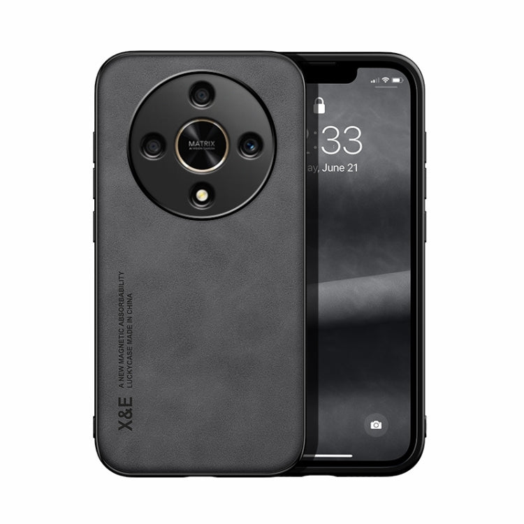 For Honor X9b Skin Feel Magnetic Leather Back Phone Case(Dark Grey) - Honor Cases by PMC TechLife | Online Shopping South Africa | PMC TechLife
