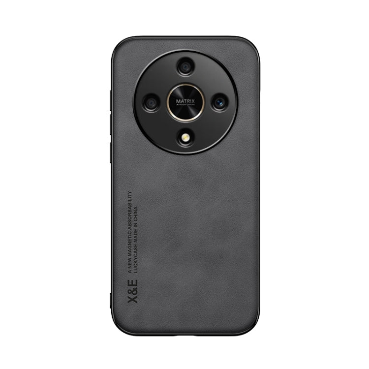 For Honor X9b Skin Feel Magnetic Leather Back Phone Case(Dark Grey) - Honor Cases by PMC TechLife | Online Shopping South Africa | PMC TechLife