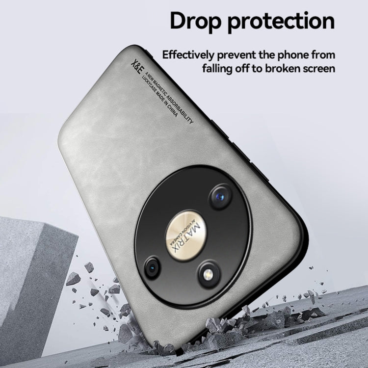 For Honor X9b Skin Feel Magnetic Leather Back Phone Case(Dark Grey) - Honor Cases by PMC TechLife | Online Shopping South Africa | PMC TechLife