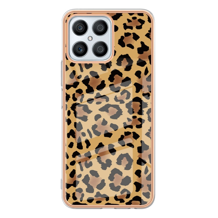 For Honor X8 4G Electroplating Marble Dual-side IMD Phone Case(Leopard Print) - Honor Cases by PMC TechLife | Online Shopping South Africa | PMC TechLife | Buy Now Pay Later Mobicred