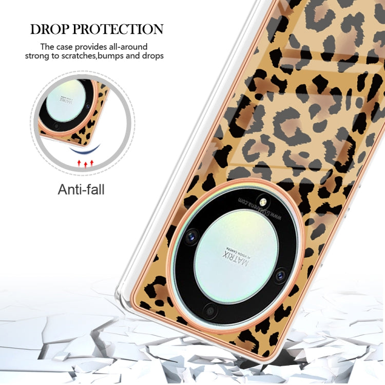 For Honor X9a / Magic5 Lite Electroplating Marble Dual-side IMD Phone Case(Leopard Print) - Honor Cases by PMC TechLife | Online Shopping South Africa | PMC TechLife | Buy Now Pay Later Mobicred