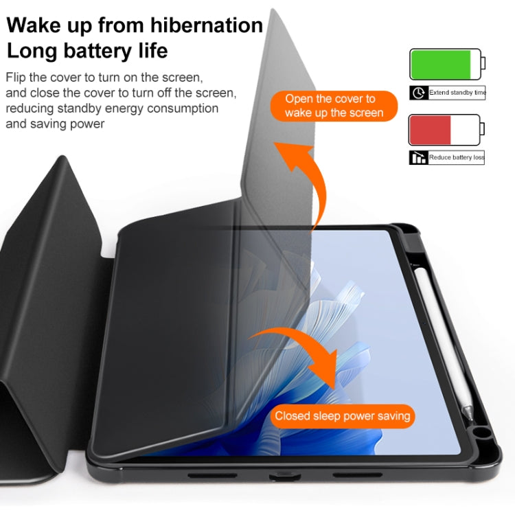 For Huawei MatePad Air 11.5 inch 3-Fold Clear Acrylic Leather Tablet Case(Black) - Huawei by PMC TechLife | Online Shopping South Africa | PMC TechLife | Buy Now Pay Later Mobicred