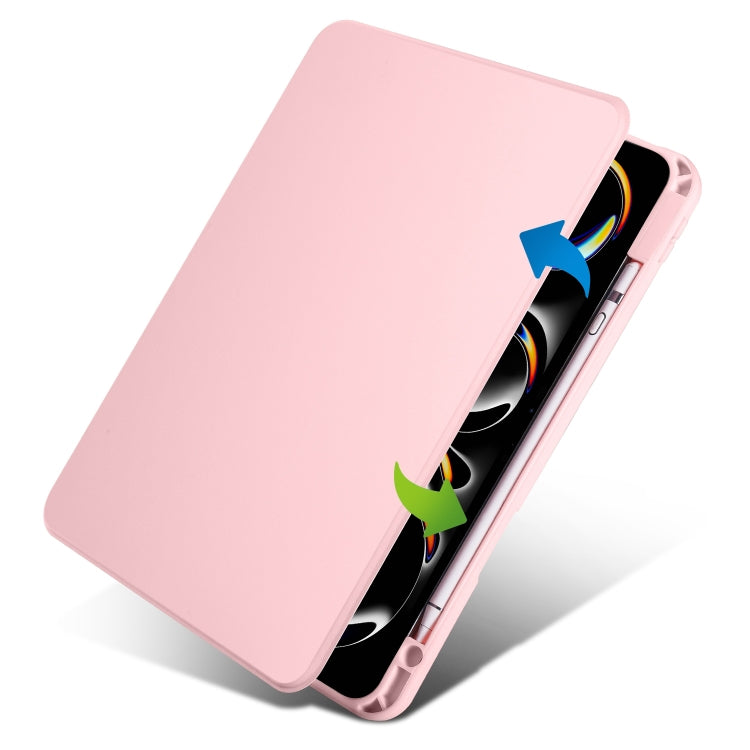 For iPad Pro 11 2024 Acrylic 360 Rotation Detachable Leather Tablet Case(Sand Pink) - iPad Pro 11 2024 Cases by PMC TechLife | Online Shopping South Africa | PMC TechLife | Buy Now Pay Later Mobicred