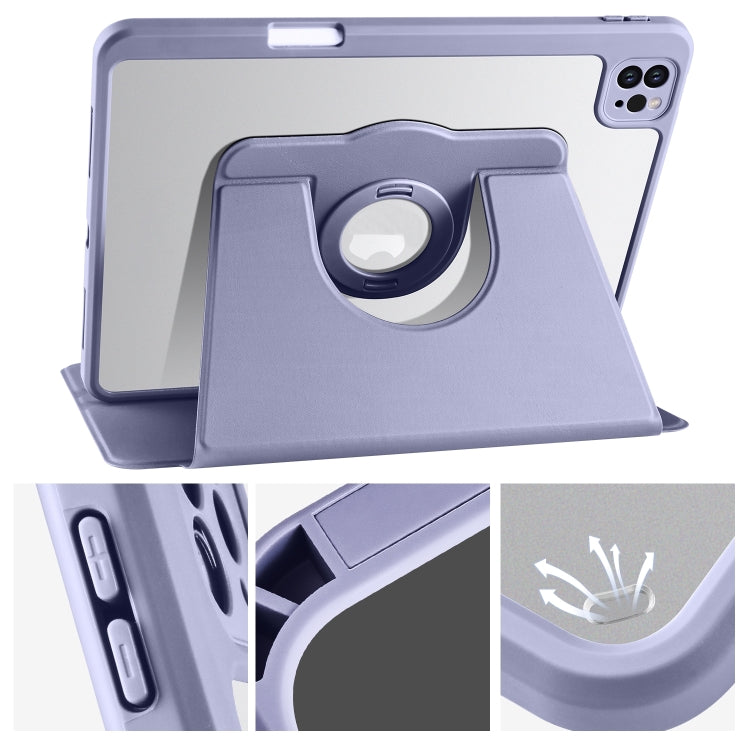For iPad Pro 13 2024 Acrylic 360 Rotation Detachable Leather Tablet Case(Lavender Purple) - iPad Pro 13 2024 Cases by PMC TechLife | Online Shopping South Africa | PMC TechLife | Buy Now Pay Later Mobicred