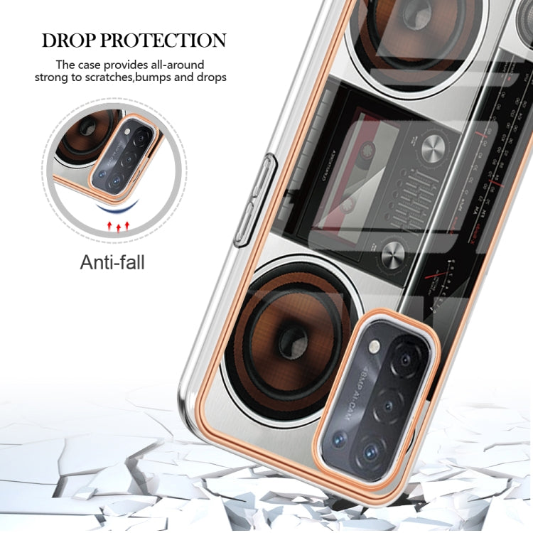 For OPPO A74 / A93 5G / A54 5G / A93s 5G Electroplating Marble Dual-side IMD Phone Case(Retro Radio) - OPPO Cases by PMC TechLife | Online Shopping South Africa | PMC TechLife | Buy Now Pay Later Mobicred