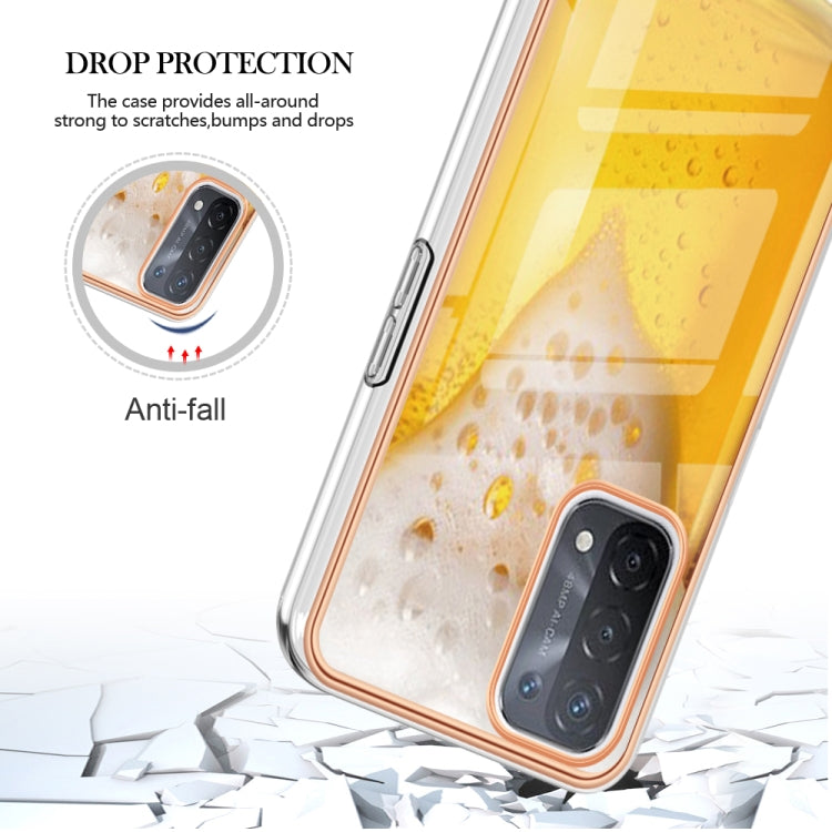 For OPPO A74 / A93 5G / A54 5G / A93s 5G Electroplating Marble Dual-side IMD Phone Case(Draft Beer) - OPPO Cases by PMC TechLife | Online Shopping South Africa | PMC TechLife | Buy Now Pay Later Mobicred