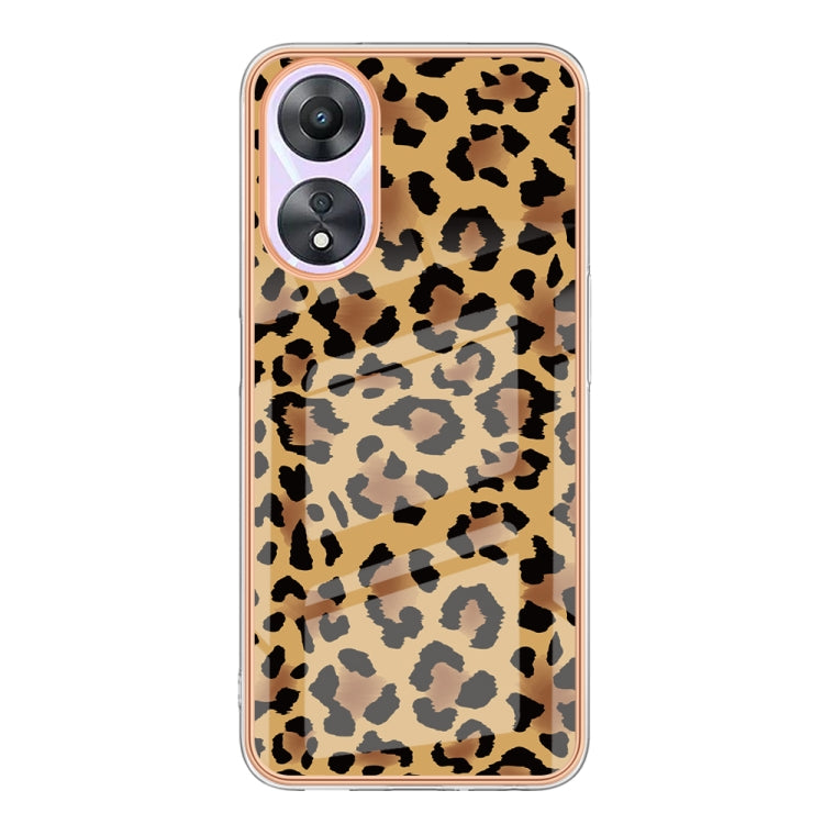 For OPPO A78 / A58 Electroplating Marble Dual-side IMD Phone Case(Leopard Print) - OPPO Cases by PMC TechLife | Online Shopping South Africa | PMC TechLife | Buy Now Pay Later Mobicred
