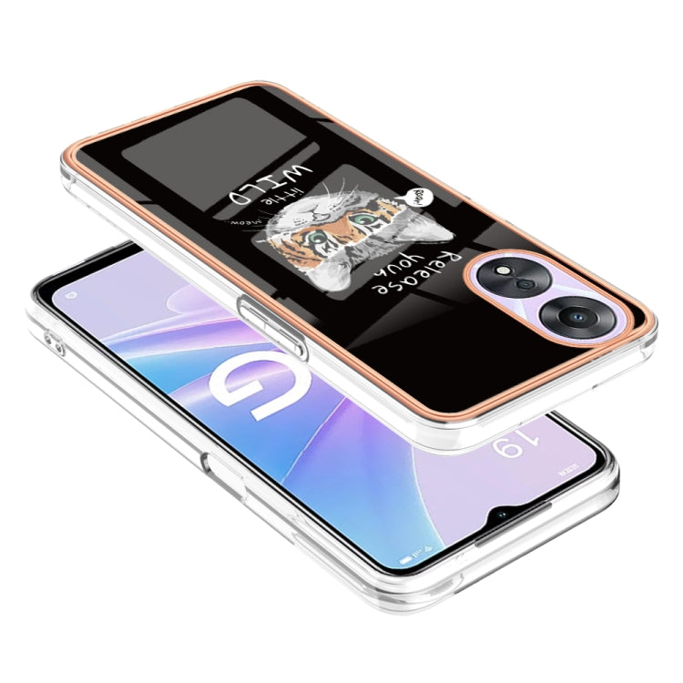 For OPPO A78 / A58 Electroplating Marble Dual-side IMD Phone Case(Natural Growth) - OPPO Cases by PMC TechLife | Online Shopping South Africa | PMC TechLife | Buy Now Pay Later Mobicred