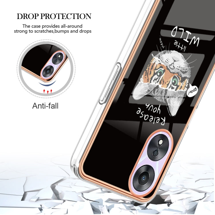 For OPPO A78 / A58 Electroplating Marble Dual-side IMD Phone Case(Natural Growth) - OPPO Cases by PMC TechLife | Online Shopping South Africa | PMC TechLife | Buy Now Pay Later Mobicred