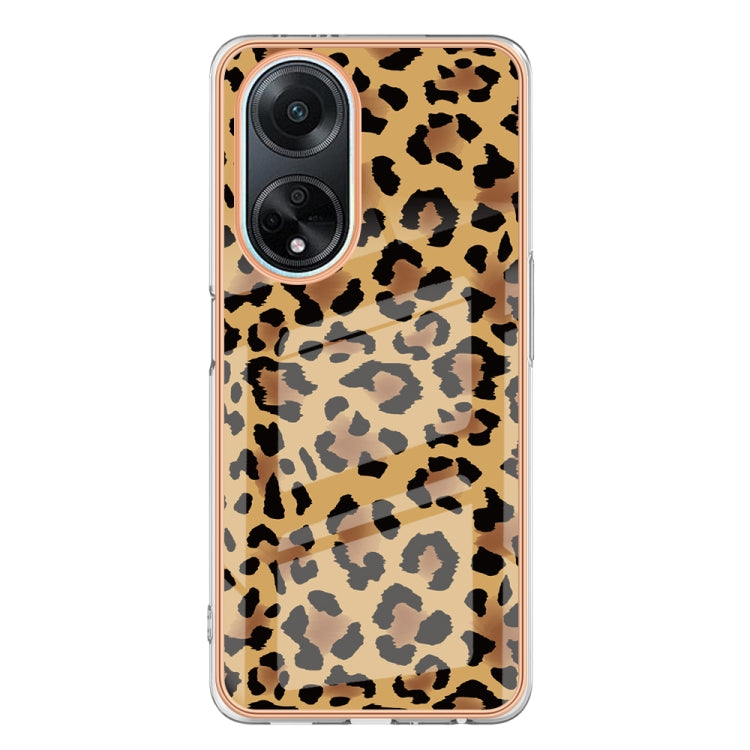 For OPPO A98 Electroplating Marble Dual-side IMD Phone Case(Leopard Print) - OPPO Cases by PMC TechLife | Online Shopping South Africa | PMC TechLife | Buy Now Pay Later Mobicred
