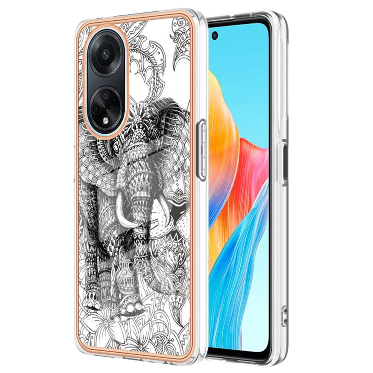 For OPPO A98 Electroplating Marble Dual-side IMD Phone Case(Totem Elephant) - OPPO Cases by PMC TechLife | Online Shopping South Africa | PMC TechLife | Buy Now Pay Later Mobicred