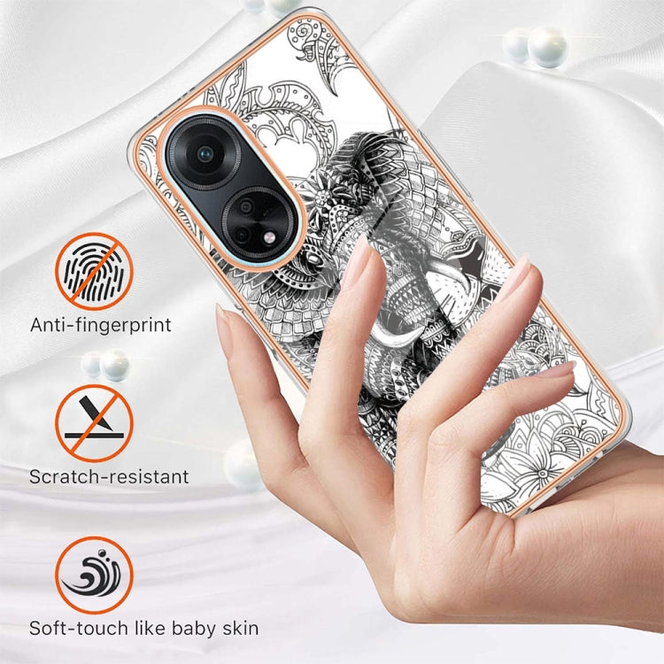 For OPPO A98 Electroplating Marble Dual-side IMD Phone Case(Totem Elephant) - OPPO Cases by PMC TechLife | Online Shopping South Africa | PMC TechLife | Buy Now Pay Later Mobicred