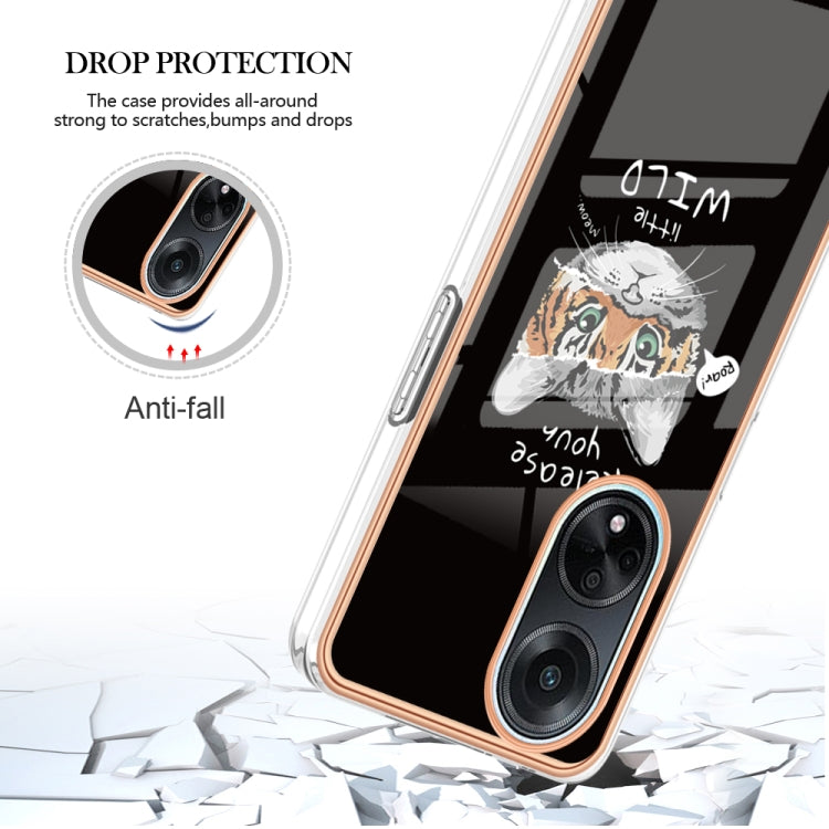 For OPPO A98 Electroplating Marble Dual-side IMD Phone Case(Natural Growth) - OPPO Cases by PMC TechLife | Online Shopping South Africa | PMC TechLife | Buy Now Pay Later Mobicred