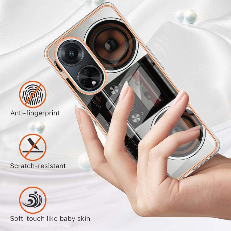 For OPPO A98 Electroplating Marble Dual-side IMD Phone Case(Retro Radio) - OPPO Cases by PMC TechLife | Online Shopping South Africa | PMC TechLife | Buy Now Pay Later Mobicred