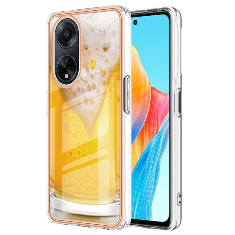 For OPPO A98 Electroplating Marble Dual-side IMD Phone Case(Draft Beer) - OPPO Cases by PMC TechLife | Online Shopping South Africa | PMC TechLife | Buy Now Pay Later Mobicred