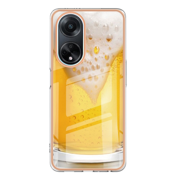 For OPPO A98 Electroplating Marble Dual-side IMD Phone Case(Draft Beer) - OPPO Cases by PMC TechLife | Online Shopping South Africa | PMC TechLife | Buy Now Pay Later Mobicred