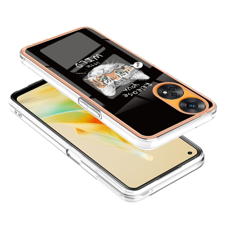 For OPPO Reno8 T 4G Electroplating Marble Dual-side IMD Phone Case(Natural Growth) - OPPO Cases by PMC TechLife | Online Shopping South Africa | PMC TechLife | Buy Now Pay Later Mobicred