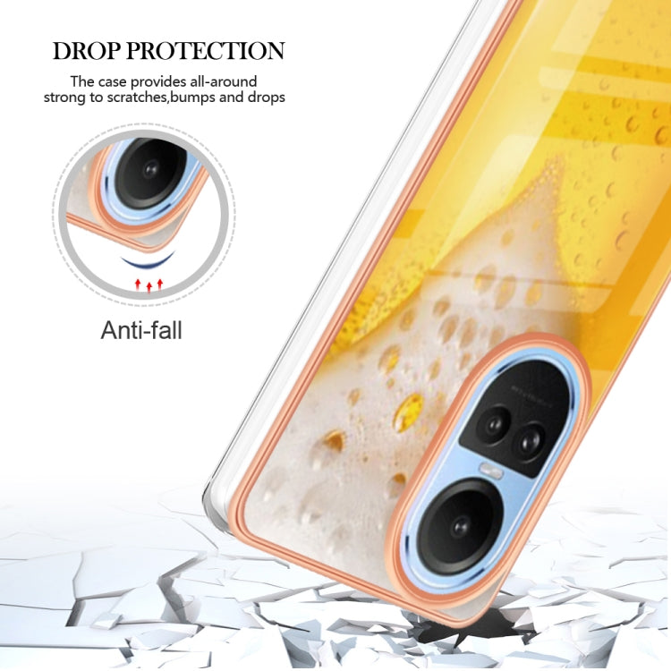 For OPPO Reno10 5G Global Electroplating Marble Dual-side IMD Phone Case(Draft Beer) - OPPO Cases by PMC TechLife | Online Shopping South Africa | PMC TechLife | Buy Now Pay Later Mobicred