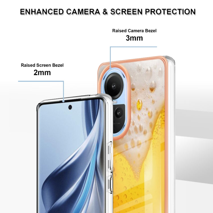 For OPPO Reno10 5G Global Electroplating Marble Dual-side IMD Phone Case(Draft Beer) - OPPO Cases by PMC TechLife | Online Shopping South Africa | PMC TechLife | Buy Now Pay Later Mobicred