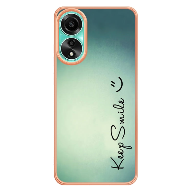 For OPPO A78 4G Electroplating Marble Dual-side IMD Phone Case(Smile) - OPPO Cases by PMC TechLife | Online Shopping South Africa | PMC TechLife | Buy Now Pay Later Mobicred