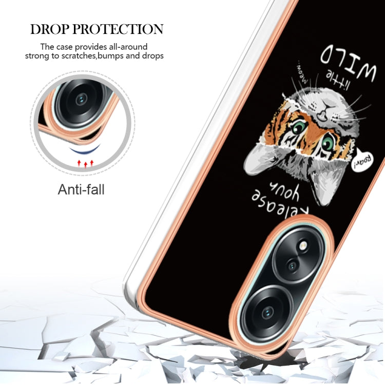 For OPPO A58 4G Electroplating Marble Dual-side IMD Phone Case(Natural Growth) - OPPO Cases by PMC TechLife | Online Shopping South Africa | PMC TechLife | Buy Now Pay Later Mobicred