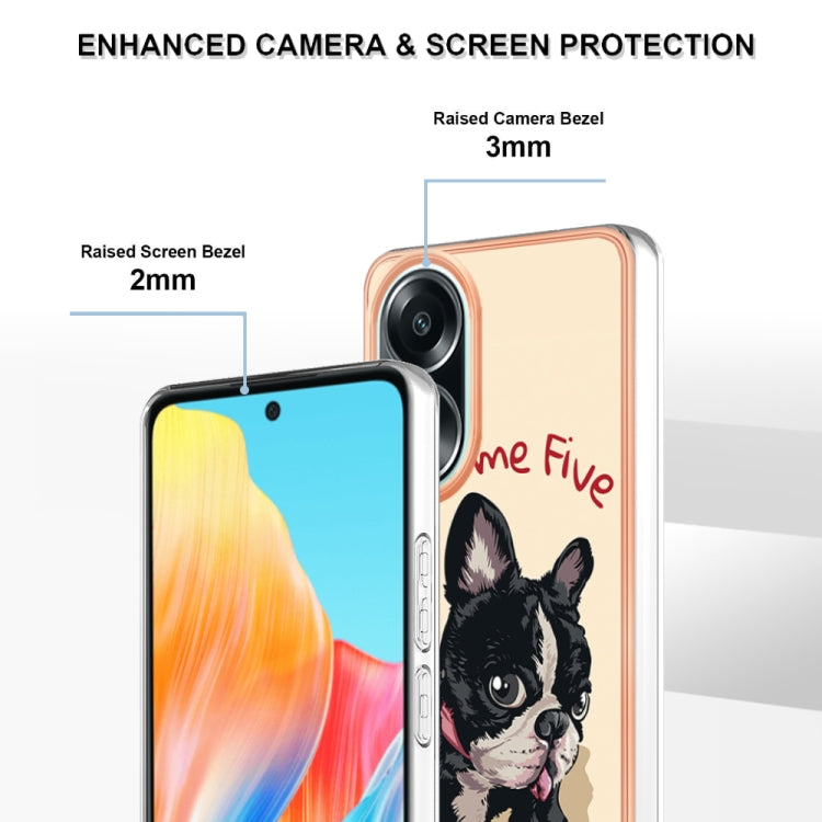 For OPPO A58 4G Electroplating Marble Dual-side IMD Phone Case(Lucky Dog) - OPPO Cases by PMC TechLife | Online Shopping South Africa | PMC TechLife | Buy Now Pay Later Mobicred