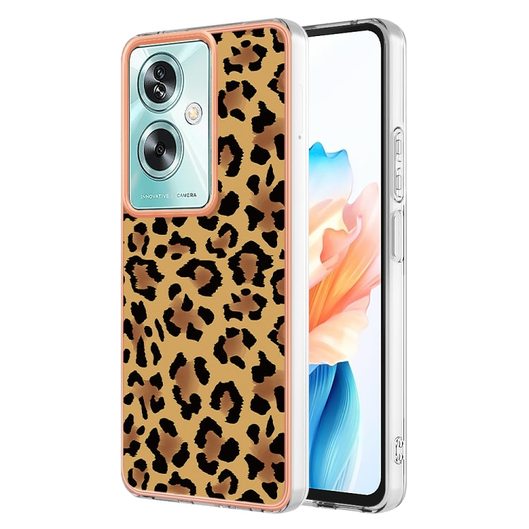 For OPPO A79 5G Global Electroplating Marble Dual-side IMD Phone Case(Leopard Print) - OPPO Cases by PMC TechLife | Online Shopping South Africa | PMC TechLife | Buy Now Pay Later Mobicred