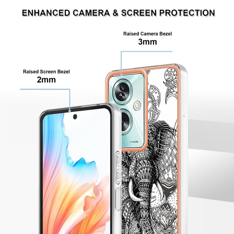 For OPPO A79 5G Global Electroplating Marble Dual-side IMD Phone Case(Totem Elephant) - OPPO Cases by PMC TechLife | Online Shopping South Africa | PMC TechLife | Buy Now Pay Later Mobicred