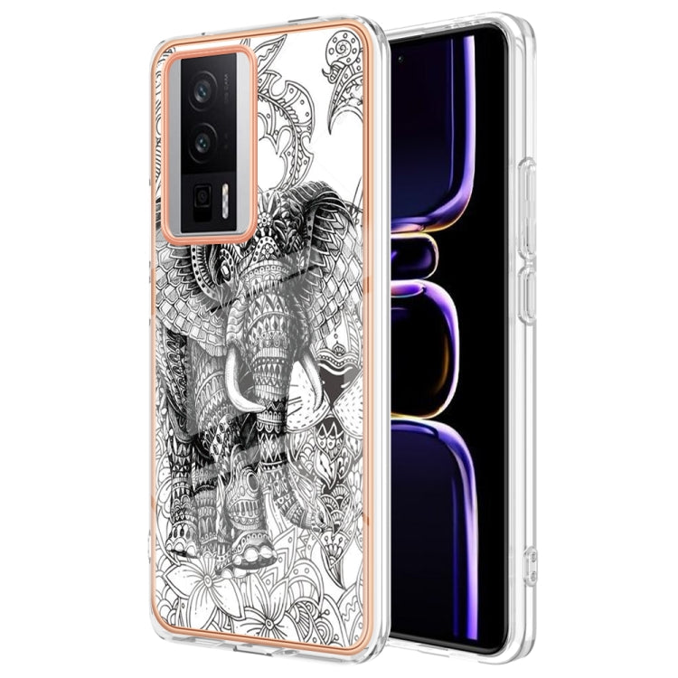 For Xiaomi Poco F5 Pro 5G / Redmi K60 Electroplating Marble Dual-side IMD Phone Case(Totem Elephant) - Xiaomi Cases by PMC TechLife | Online Shopping South Africa | PMC TechLife | Buy Now Pay Later Mobicred