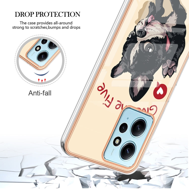For Xiaomi Redmi Note 12 4G Electroplating Marble Dual-side IMD Phone Case(Lucky Dog) - Xiaomi Cases by PMC TechLife | Online Shopping South Africa | PMC TechLife | Buy Now Pay Later Mobicred