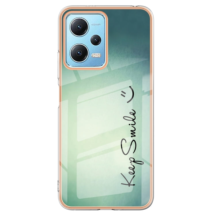 For Xiaomi Redmi Note 12 5G Global Electroplating Marble Dual-side IMD Phone Case(Smile) - Xiaomi Cases by PMC TechLife | Online Shopping South Africa | PMC TechLife | Buy Now Pay Later Mobicred