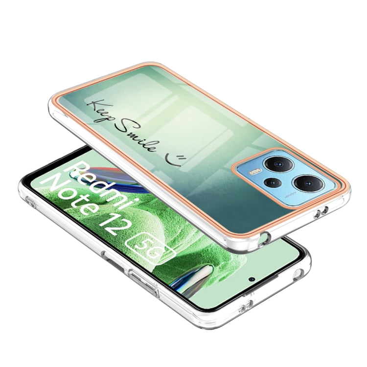 For Xiaomi Redmi Note 12 5G Global Electroplating Marble Dual-side IMD Phone Case(Smile) - Xiaomi Cases by PMC TechLife | Online Shopping South Africa | PMC TechLife | Buy Now Pay Later Mobicred