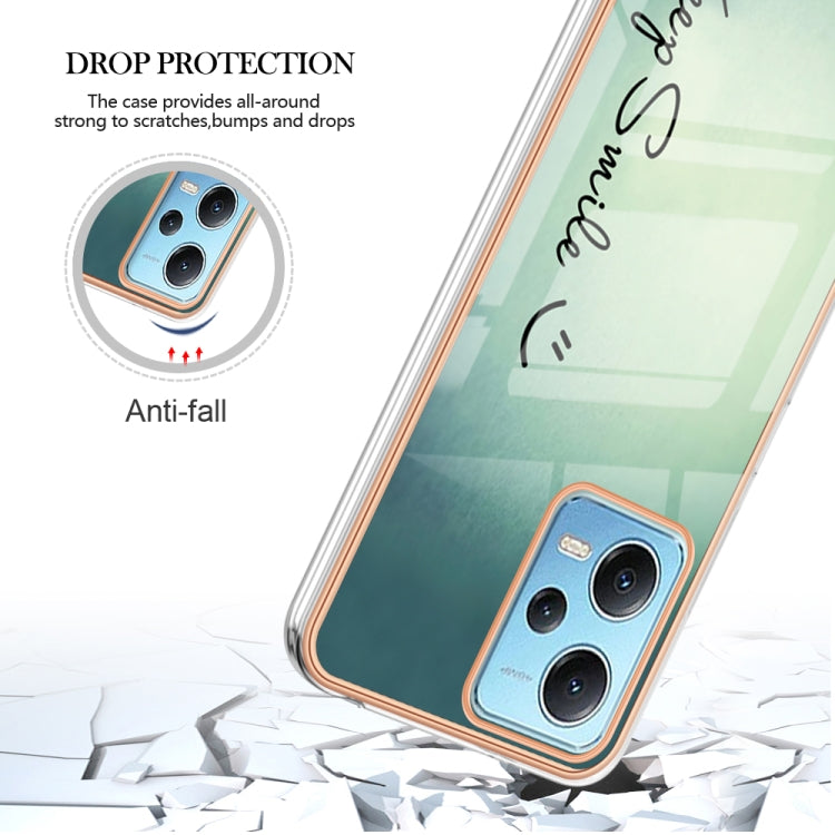 For Xiaomi Redmi Note 12 5G Global Electroplating Marble Dual-side IMD Phone Case(Smile) - Xiaomi Cases by PMC TechLife | Online Shopping South Africa | PMC TechLife | Buy Now Pay Later Mobicred