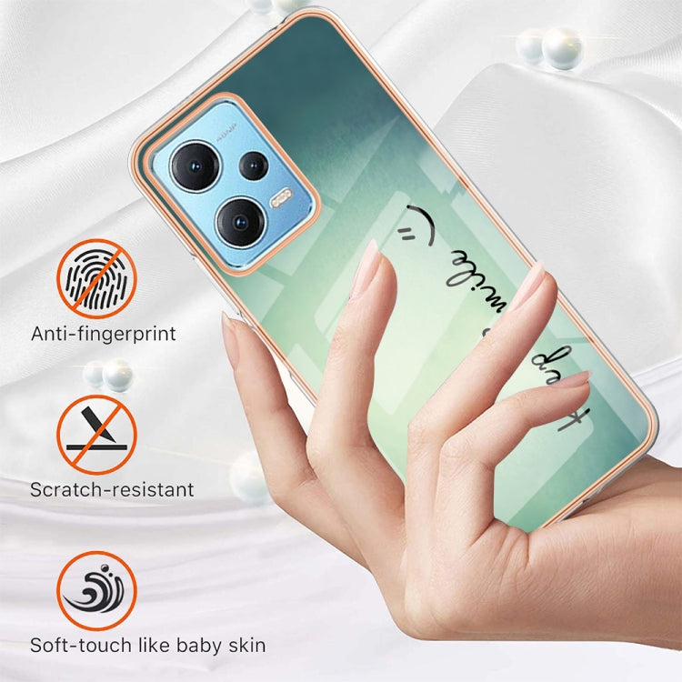 For Xiaomi Redmi Note 12 5G Global Electroplating Marble Dual-side IMD Phone Case(Smile) - Xiaomi Cases by PMC TechLife | Online Shopping South Africa | PMC TechLife | Buy Now Pay Later Mobicred